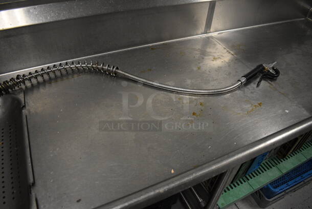 Stainless Steel Commercial Right Side Dirty Side Dishwasher Table w/ Under Shelf and Dish Caddies. 113x30x44.5. BUYER MUST REMOVE. (kitchen)   - Image 4 of 6