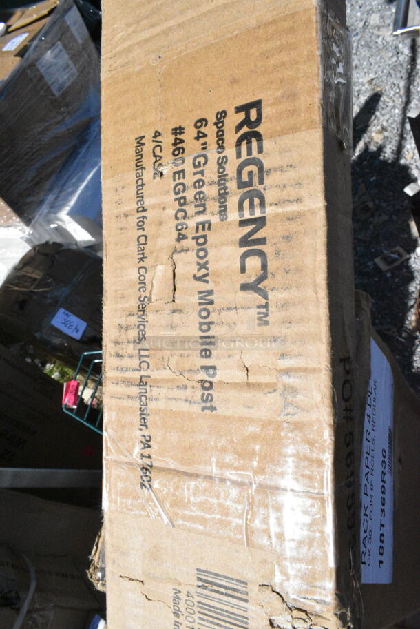 5 BRAND NEW SCRATCH AND DENT! Items Including 600STR62KD Regency 62" Tubular Rack Wall Mounted Shelf, 600DOS1284 Regency Stainless Steel Double Deck Overshelf - 12" x 84" x 32", 460EGP74 Regency 74" NSF Green Epoxy Post, 460EGPC64 Regency 64" NSF Green Epoxy Mobile Shelving Post, 357FBT2084A0 BASE&TOP PLATE UR22. 5 Times Your Bid!  - Image 4 of 7