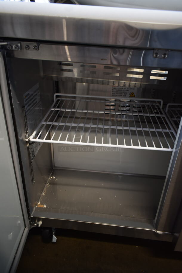 BRAND NEW SCRATCH AND DENT! 2023 Avantco 178APT48HC Stainless Steel Commercial Sandwich Salad Prep Table Bain Marie Mega Top on Commercial Casters. 115 Volts, 1 Phase. Tested and Working! - Image 6 of 9