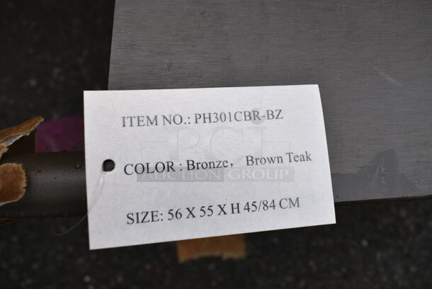 20 BRAND NEW! BFM Seating PH301CBR-BZ Brown Outdoor Dining Height Chair w/ Arm Rests. 20 Times Your Bid! - Image 2 of 3