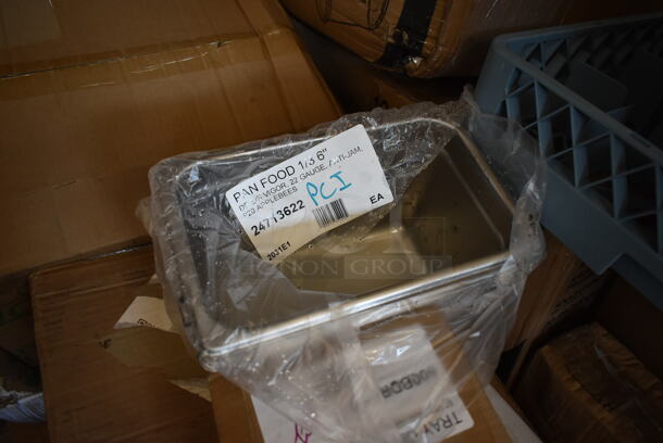 PALLET LOT of 32 BRAND NEW! Boxes Including 3 Box 500CC9 Choice 9 oz. Clear PET Customizable Plastic Squat Cold Cup - 1000/Case, 2 Box 795PLAKFT4 EcoChoice 7 7/8" x 5 1/2" x 3 1/2" Kraft PLA Lined Compostable #4 Take-Out Container - 160/Case, 347RSG2 Choice 2 oz. Clear Plastic Shot Glass - 2500/Case, Carlisle 38655  Coldmaster Ice Cream Shroud for Coldmaster 3 Gallon Cold Crock, Choice 10 oz. Clear PET Plastic Cold Cup - 1000/Case, 129MCS28W Choice 28 oz. White 8 3/4" x 6 1/4" x 1 3/4" Rectangular Microwavable Heavy Weight Container with Lid - 150/Case, 24713622 Vigor Drop In Bins, 164HIGHCWN Lancaster Table & Seating Assembled Standard Height Wooden High Chair with Walnut Finish, 129MCR24B Choice 24 oz. Black Round Microwavable Heavy Weight Container with Lid 7 1/4" - 150/Case. 32 Times Your Bid! - Image 10 of 12