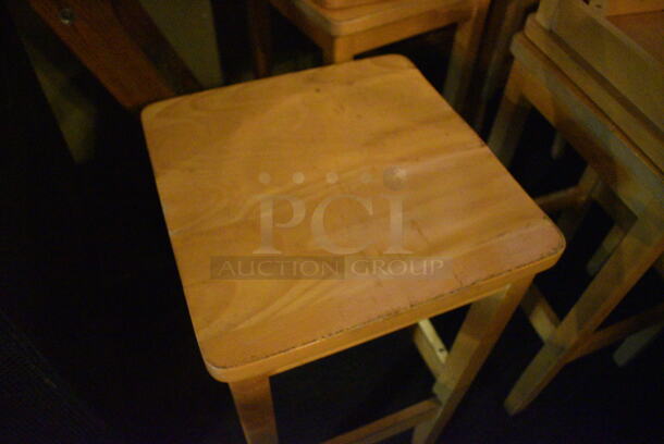 8 Wooden Bar Height Stools. BUYER MUST REMOVE. 16x16x30.5. 8 Times Your Bid! (Susquehanna Ale House) - Image 3 of 3