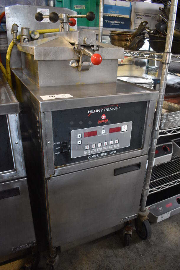 LATE MODEL! Henny Penny 600C Stainless Steel Commercial Floor Style Natural Gas Powered Pressure Fryer on Commercial Casters. 18x39x48 - Image 5 of 10