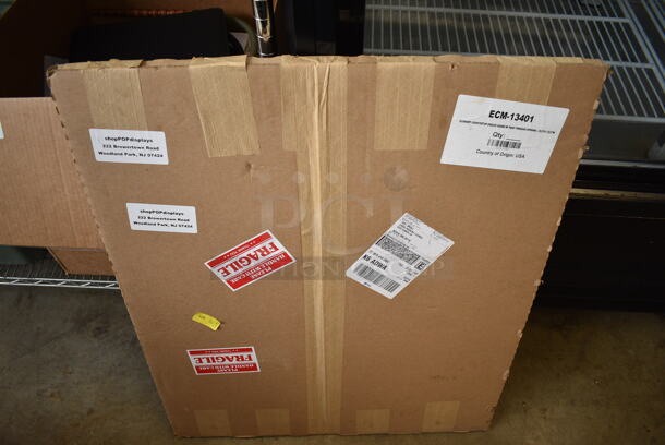 BRAND NEW IN BOX! ECM-13401 Economy Countertop Sneeze Guard w/ Pass Through Opening. 23.5x23.5 - Image 3 of 3