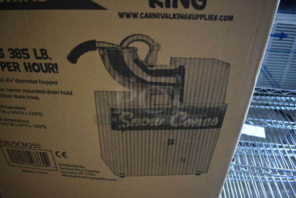 BRAND NEW IN BOX! Carnival King Model 382SCM250 Metal Commercial Countertop Snow Cone Ice Crusher Machine. 120 Volts, 1 Phase.  - Image 1 of 3