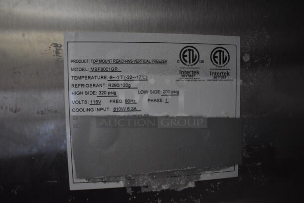 Atosa MBF8001GR Stainless Steel Commercial Single Door Reach In Freezer w/ Poly Coated Racks on Commercial Casters. 115 Volts, 1 Phase. 29x32x81.5. Tested and Working! - Image 5 of 5