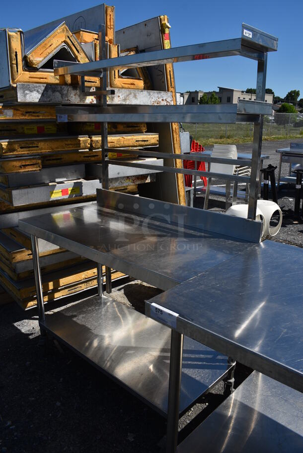 Stainless Steel Table w/ Backsplash, Under Shelf and 2 Over Shelves on Commercial Casters. 47.5x24x79 - Image 5 of 5