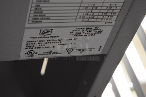 Duke SUB-HF-L25M Metal Commercial Soup Warmer Subway Make Line Station. 120 Volts, 1 Phase. 25x34x52 - Image 7 of 7