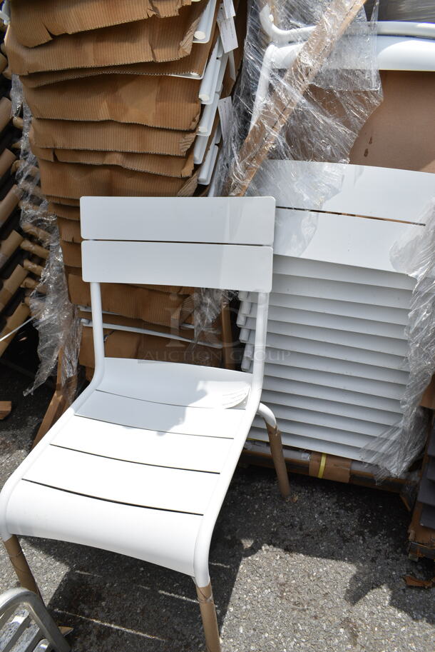 38 BRAND NEW! BFM Seating PH812CWH White Beachcomber Outdoor Dining Height Chair. 38 Times Your Bid! - Image 2 of 4