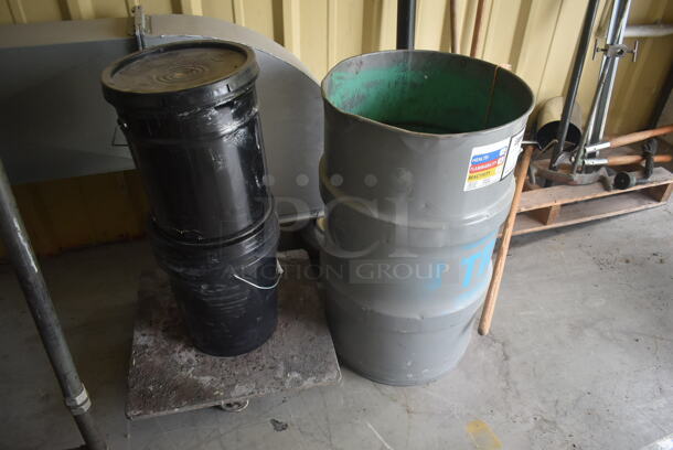 ALL ONE MONEY! Lot of Various Items Including Patio Chair, Gray Metal Barrel and Snow Shovel. BUYER MUST REMOVE. - Image 2 of 4