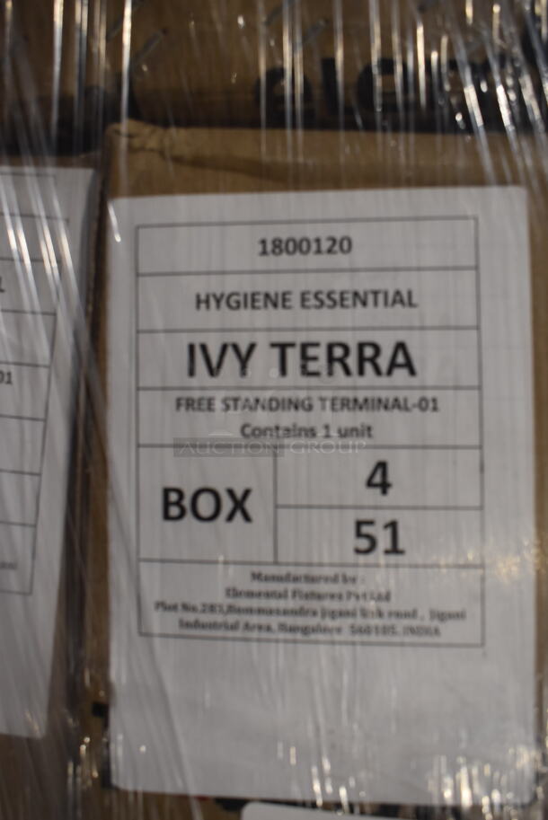 PALLET LOT of 51 BRAND NEW Boxes of Hygiene Essential Ivy Terra Free Standing Terminals for Hand Sanitizer Dispensers. 10x7x60. 51 Times Your Bid! - Image 4 of 4