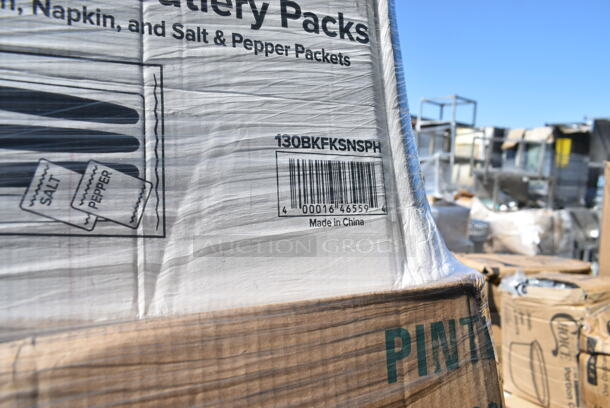 PALLET LOT of 27 BRAND NEW Boxes Including 612613245HD Choice Half Size Heavy-Duty Foil Steam Pan Deep 2 9/16" Depth - 100/Case, 130WSPOON Choice Medium Weight White Plastic Teaspoon - 1000/Case, 500CC32LEM Carnival King 32 oz. PET Lemonade Cup - 500/Case, 128HD8COMBO Choice Heavy Duty 8 oz. Microwavable Translucent Plastic Deli Container and Lid Combo Pack - 240/Case, 130WBKFORKH Choice Black Heavy Weight Wrapped Plastic Fork - 1000/Case, 130BKFKSNSPH Choice Black Heavy Weight Wrapped Plastic Cutlery Pack with Napkin and Salt and Pepper Packets - 500/Case, 500TW7 Choice 8" Clear Round Plastic Dome Lid - 500/Case, 2 Box 129MCS242CB Choice 30 oz. Black 8 3/4" x 6" x 2 3/4" 2-Compartment Rectangular Microwavable Heavy Weight Container with Lid - 150/Case, 2 Box Genpak 26600 13" x 4 1/2" x 3" White Extra Large Hinged Lid Foam Hoagie / Sub Container - 200/Case, 127SB24COMBO Choice 24 oz. Clear Plastic Salad Bowl with Lid - 150/Case, 2 Box RWP0022C300 Square Kova Cups, 127DM12BULK Choice 12 oz. Ultra Clear PET Plastic Round Deli Container - 500/Case, 612P558 Choice 8" Clear Round Plastic Dome Lid - 500/Case. 27 Times Your Bid!  - Image 10 of 12
