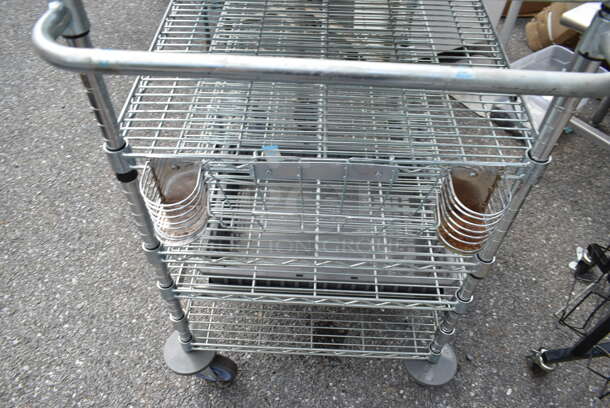 Chrome Finish 5 Tier Wire Shelving Unit on Commercial Casters.  - Image 5 of 6