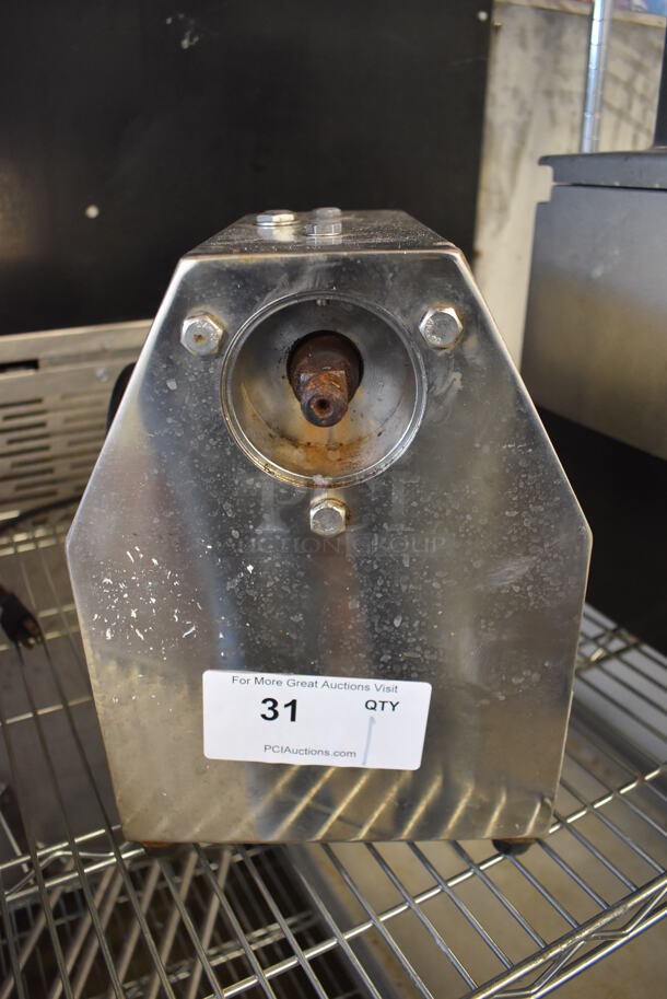 Omcan ERT12 Stainless Steel Commercial Countertop Meat Grinder Power Hub. 110 Volts, 1 Phase. 8.5x9.5x12. Tested and Powers On But Parts Do Not Move - Image 3 of 5