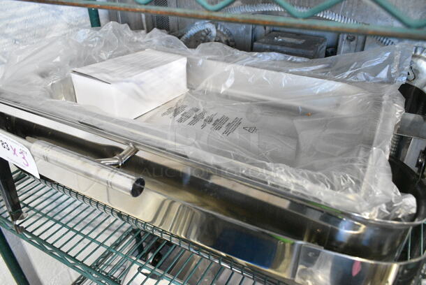 3 BRAND NEW SCRATCH AND DENT! Acopa 922EC15CHROM Supreme 8 Qt. Full Size Chrome Accent Roll Top Chafer. 3 Times Your Bid!  - Image 4 of 8