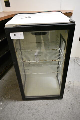 QBD DC7HG Metal Mini Cooler Merchandiser. 115 Volts, 1 Phase. This Unit Was In Working Condition When the Restaurant Closed. (kitchen entryway)