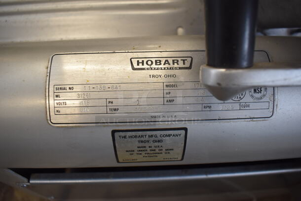 Hobart 1712 Stainless Steel Commercial Countertop Automatic Meat Slicer. 115 Volts, 1 Phase. 23x26x26. Tested and Working! - Image 5 of 7