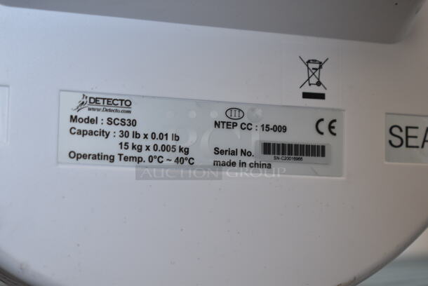 2 Detecto SCS30 30 Pound Capacity Scales. Does Not Come w/ Hanging Bowl. 2 Times Your Bid! - Image 6 of 7