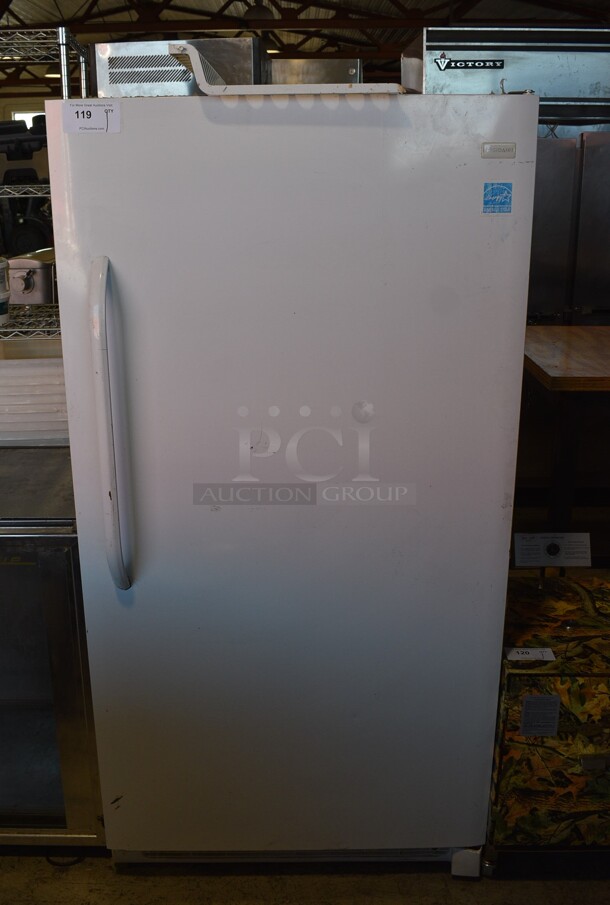 Electrolux Model FFFH17F2QWA Single Door Reach In Freezer. 115 Volts, 1 Phase. 34x31x67. Tested and Powers On But Does Not Get Cold