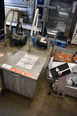 402 Stainless Steel Commercial Portable Oil Filtration System on Commercial Casters. 115/230 Volts, 1 Phase. 