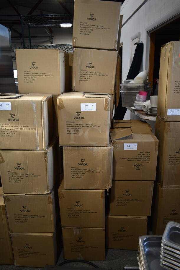 16 Boxes of 24 BRAND NEW IN BOX! Vigor 247FP166PP 1/6 Size 6" Deep Translucent Polypropylene Food Pan. 16 Times Your Bid! - Image 2 of 3