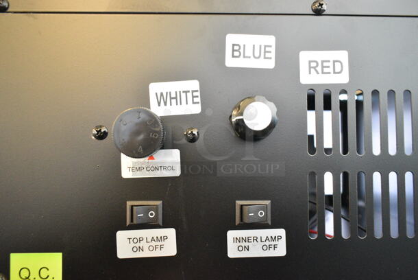 BRAND NEW SCRATCH AND DENT! Galaxy 177GDN5RBB Metal Commercial Single Door Reach In Cooler Merchandiser w/ Poly Coated Racks and Red, White, and Blue LED Lighting. 110-120 Volts, 1 Phase. Tested and Working! - Image 5 of 6