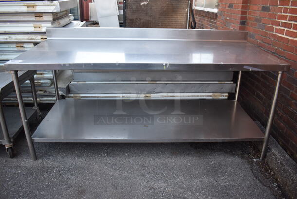 Stainless Steel Table w/ Back Splash and Under Shelf. 84x36x41 - Image 1 of 5