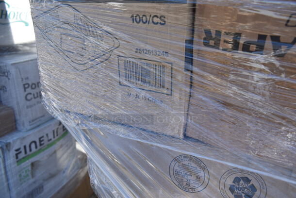PALLET LOT of 38 BRAND NEW Boxes Including 129MCS28B Choice 28 oz. Black Rectangular Microwavable Heavy Weight Container with Lid 8 3/4" x 6 1/4" x 1 3/4" - 150/Case, 612613245 Choice Half Size Foil Steam Table Pan Deep 2 9/16" Depth - 100/Case, 5002TPJ Lavex Select Compact Jumbo Jr. 550' 2-Ply Toilet Paper Roll with 7" Diameter - 12/Case, 129MCS28B Choice 28 oz. Black Rectangular Microwavable Heavy Weight Container with Lid 8 3/4" x 6 1/4" x 1 3/4" - 150/Case, 795NRKFT3 New Roots Kraft PLA-Lined Compostable #3 Take-Out Container 7 3/4" x 5 1/2" x 2 1/2" - 200/Case, 127CH16F Choice 16 oz. Clear RPET Tall Hinged Deli Container - 200/Case, 500MF963BIC Choice Compartment Microwaveable Take-Out Container, 129MCS28B Choice 28 oz. Black Rectangular Microwavable Heavy Weight Container with Lid 8 3/4" x 6 1/4" x 1 3/4" - 150/Case, 50012C Choice 12 oz. Coffee Print Poly Paper Hot Cup - 1000/Case, Dart 12J12 12 oz. White Customizable Foam Cup - 1000/Case, 2 Box 795PTOWHT2 ChoiceWhite Microwavable Folded Paper #2 Take-Out Container 7 3/4" x 5 1/2" x 1 7/8" - 200/Case, 500MFT Lavex White M-Fold (Multifold) Towel - 4000/Case, 612P558 Choice 8" Clear Round Plastic Dome Lid - 500/Case, 127RDTFLBULK Choice Microwavable Translucent Customizable Recessed Fit Deli Lid - 500/Case. 38 Times Your Bid!  - Image 4 of 12