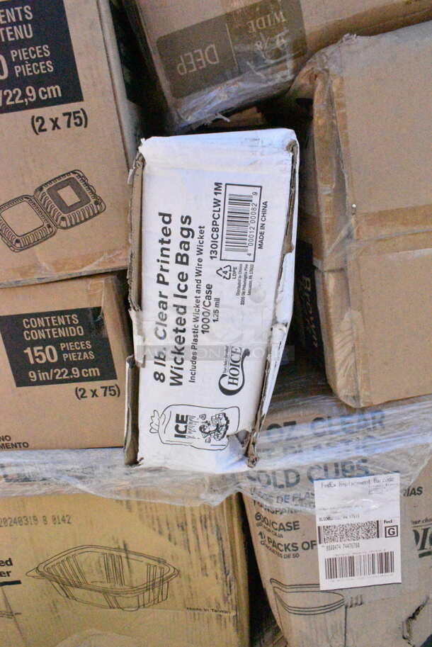18 BRAND NEW Boxes Including 612PIEBL10DEEP Baker's Lane 9 5/8" x 1 3/16" Deep Foil Pie Pan - 500/Case, 130WHSPOONH Choice White Heavy Weight Wrapped Plastic Teaspoon - 1000/Case, 2 Box Dart 90MFPPHT1 ProPlanet 9" x 8 13/16" x 3" White Mineral-Filled 1 Compartment Hinged Lid Takeout Container - 150/Case, 127CH32 Choice 32 oz. Clear RPET Hinged Deli Container - 200/Case, 795PTOKFT8 Choice Kraft Microwavable Folded Paper #8 Take-Out Container 6" x 4 3/4" x 2 1/2" - 300/Case, 130IC8PCLW1M Choice Kraft Microwavable Folded Paper #8 Take-Out Container 6" x 4 3/4" x 2 1/2" - 300/Case, 2 Box 612OB15LBSH Choice 1.5 lb. Oblong Shallow Foil Take-Out Container - 500/Case, 24510102WBK 10" x 10" x 2 1/2" Kraft Auto-Popup Window Bakery Box - 200/Bundle. 18 Times Your Bid! - Image 11 of 12