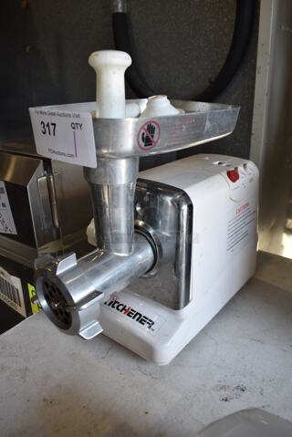Kitchener Metal Countertop Meat Grinder w/ Tray. 6.5x17x14. Tested and Working!