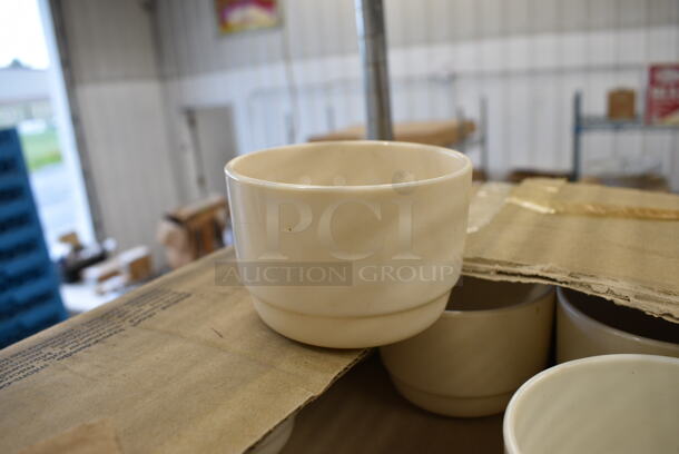 18 BRAND NEW IN BOX! White Ceramic Bouillon Sugar Bowls. 3.5x3.5x2.5. 18 Times Your Bid!