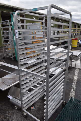 Metal Commercial Pan Transport Rack on Commercial Casters. 20.5x26x69