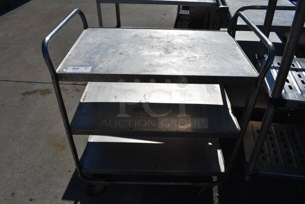 Metal 3 Tier Cart w/ 2 Push Handles on Commercial Casters. 36x22x41