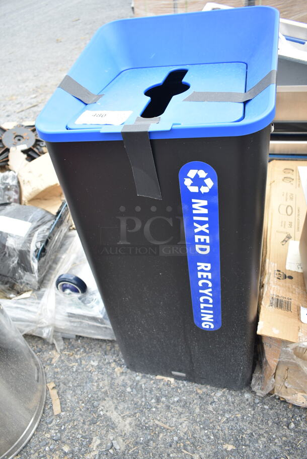3 BRAND NEW SCRATCH AND DENT! Cans; Lavex 475TCRND55RD 55 Gallon Red Round Commercial Trash Can, Black Mixed Recycling and Chrome Finish Trash Can. 3 Times Your Bid! - Image 7 of 8
