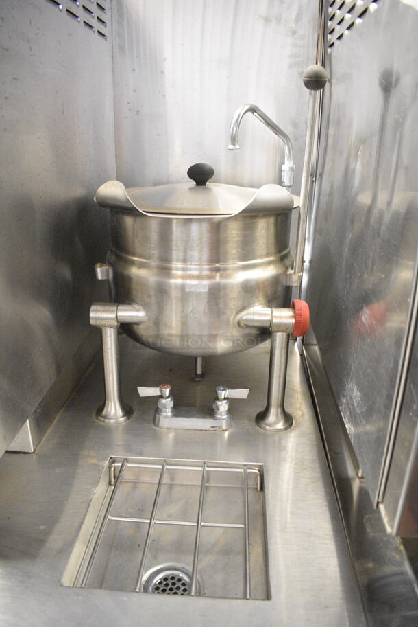 Cleveland Stainless Steel Commercial Natural Gas Powered 2 Deck Steam Cabinet w/ Cleveland KDT-6T Countertop 6 Quart Tilting Steam Kettle.  - Image 2 of 9