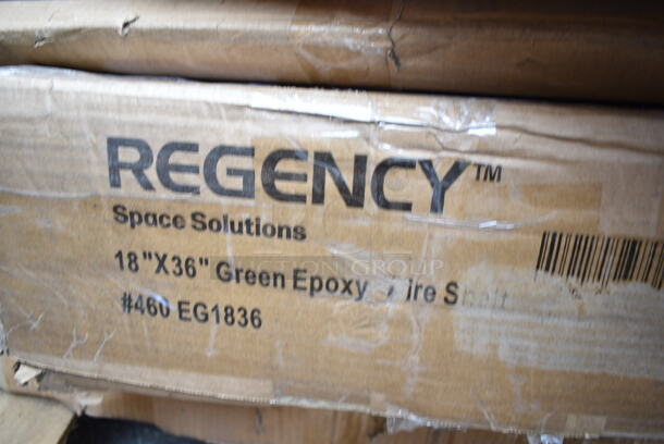 2 BRAND NEW SCRATCH AND DENT! Items; Regency 460EG1836 18" x 36" NSF Green Epoxy Wire Shelf and Wesco 273565 16" x 60" Removable Galvanized Steel Shelf for U-Boat Utility Carts 273565. 2 Times Your Bid! May Be Missing Pieces.  - Image 3 of 4
