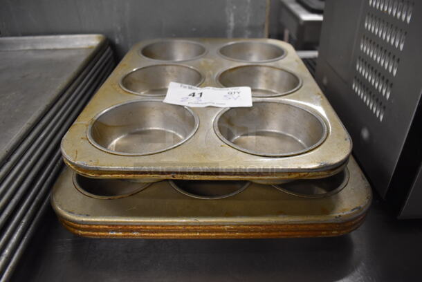 ALL ONE MONEY! Lot of 5 Metal Muffin Baking Pans. Two 6 Cup and Three 12 Cup. 11x16x1.5, 13x18x1.5 - Image 1 of 8