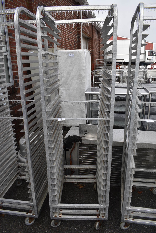 Metal Commercial Pan Transport Rack on Commercial Casters. 20.5x26x74