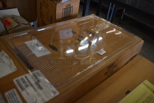 ALL ONE MONEY! Lot of 10 BRAND NEW IN BOX! Cambro Clear Poly Full Size Drop In Bin Lids - Image 2 of 3