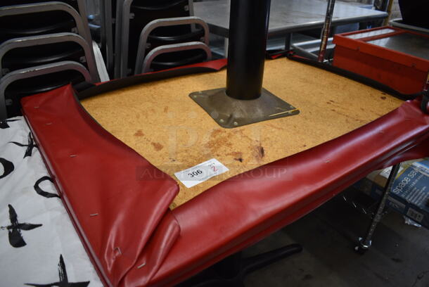 2 Tables on Black Metal Table Base w/ Table Cloths. 42x30x30. 2 Times Your Bid! - Image 3 of 3