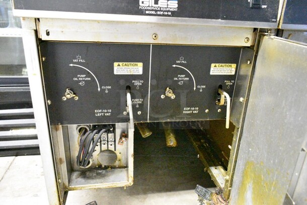 Giles EOF-24 Stainless Steel Commercial Electric Powered 3 Bay Fryer w/ Dumping Station on Commercial Casters. 480 Volts, 3 Phase. - Image 11 of 12