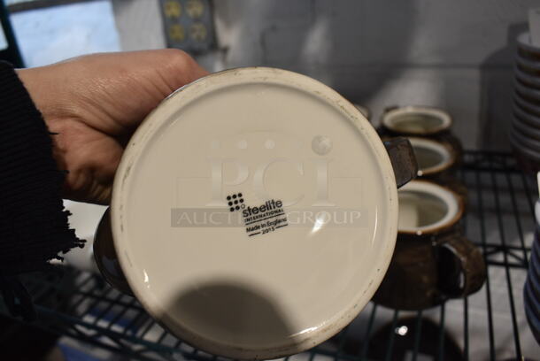7 Brown and White Ceramic Teapots. 7x4x3.5. 7 Times Your Bid!  - Image 3 of 4