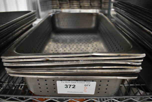 8 Stainless Steel Perforated Full Size Drop In Bins. 1/1x4. 8 Times Your Bid!