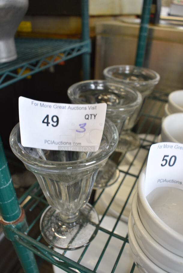 3 Glass Sundae Glasses. 4.5x4.5x5.75. 3 Times Your Bid! - Image 2 of 3