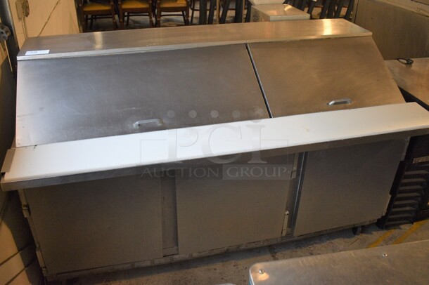 Beverage Air Model SP72-30M Stainless Steel Commercial Sandwich Salad Prep Table Bain Marie Mega Top on Commercial Casters. 115 Volts, 1 Phase. 72.5x34x47. Tested and Working!