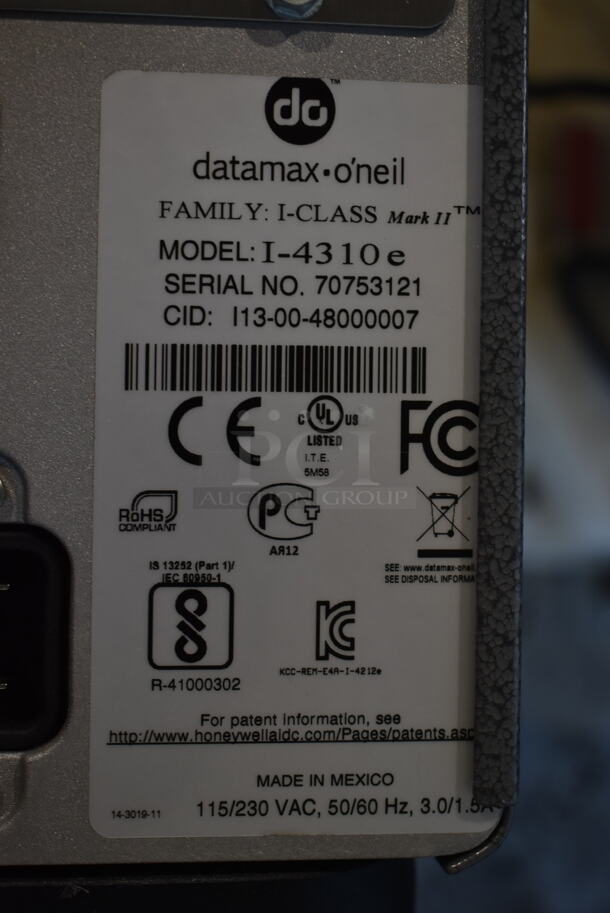Datamax O'neil I-4310e Barcode Label Printer. 115/230 Volts, 1 Phase. - Image 6 of 7