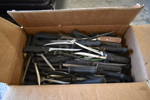 90 SHARPENED Stainless Steel Knives Including Fillet Knives. 90 Times Your Bid!