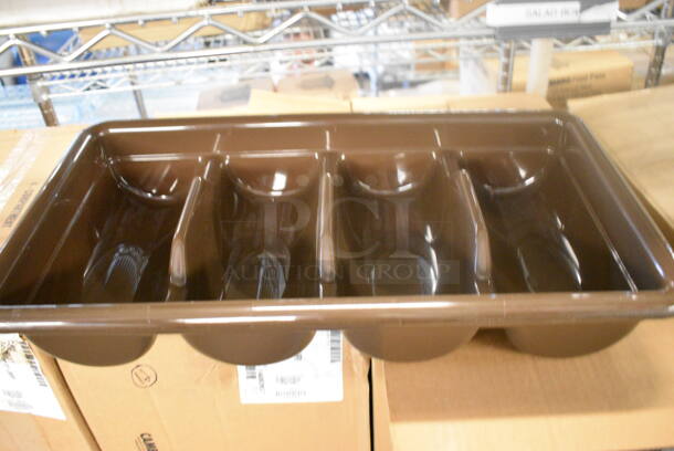 ALL ONE MONEY! Lot of 17 BRAND NEW IN BOX! Cambro Brown Poly Cutlery Bins. 20.5x11.5x3.5
