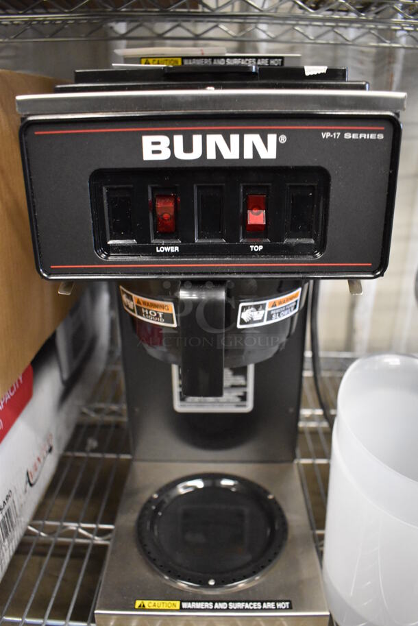 BRAND NEW SCRATCH AND DENT! 2022 Bunn VP17-2 Stainless Steel Commercial Countertop Low Profile Pourover 2 Burner Coffee Machine w/ Poly Brew Basket and Pitcher. 120 Volts, 1 Phase. 8x20x20. Tested and Working! - Image 3 of 7