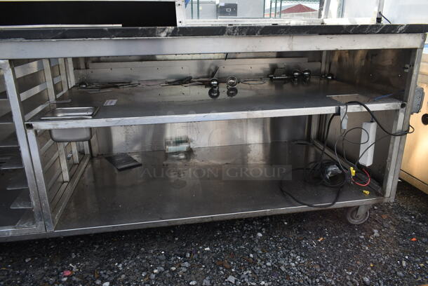 Stainless Steel Commercial Serving Unit w/ Sneeze Guard, 2 Over Shelves, Stone Countertop, Rear Pan Racks and Under Shelf on Commercial Casters. 115 Volts, 1 Phase - Image 6 of 6